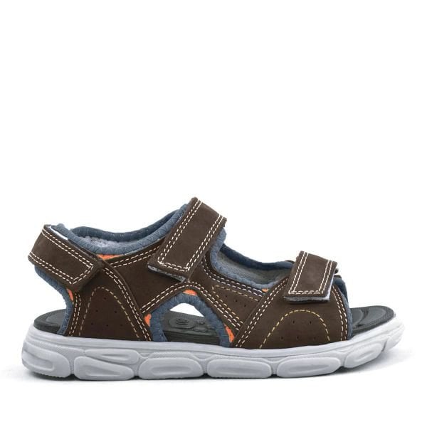 Rakerplus Hakiki Deri Kahverengi Cırtlı Çocuk Sandalet Ayakkabı