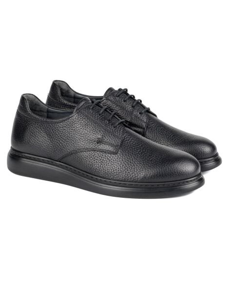 Giusto Siyah Hakiki Deri Günlük Klasik Erkek Ayakkabı
