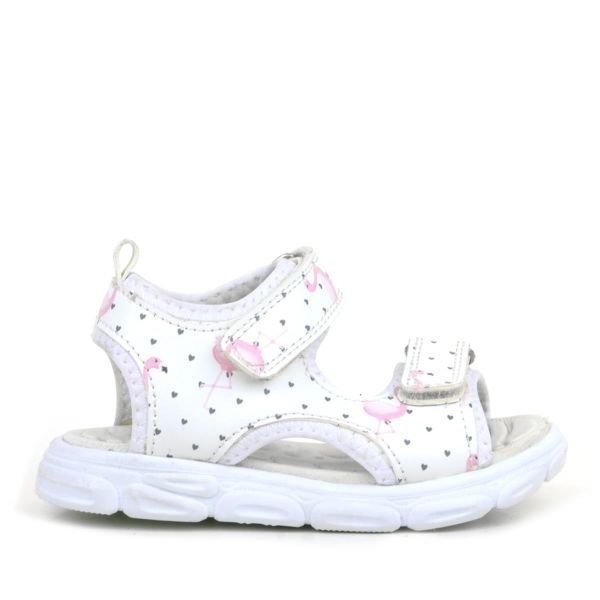 Rakerplus Beyaz Flamingo Cırtlı Bebek Sandalet Ayakkabı