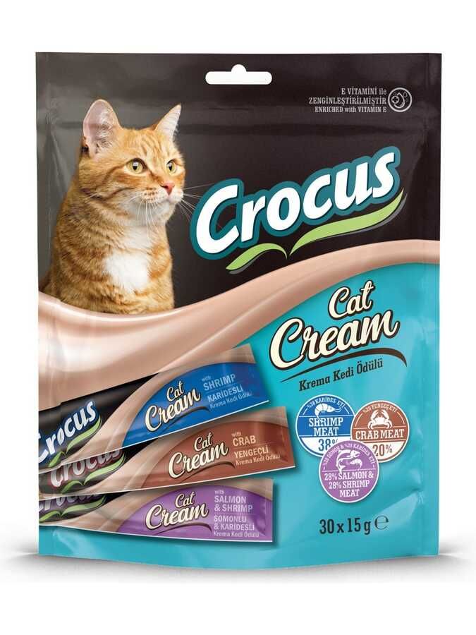 Crocus Çoklu Somon Karides & Karides & Yengeç Krema Kedi Ödülü 4*15 Gr