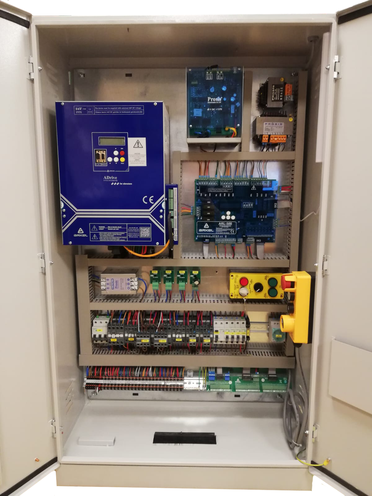 7,5 kW ADRIVE + ARL 300 GEARLESS-SYNCHRONOUS-MR-A3-BATTERY RESCUE CONTROL PANEL