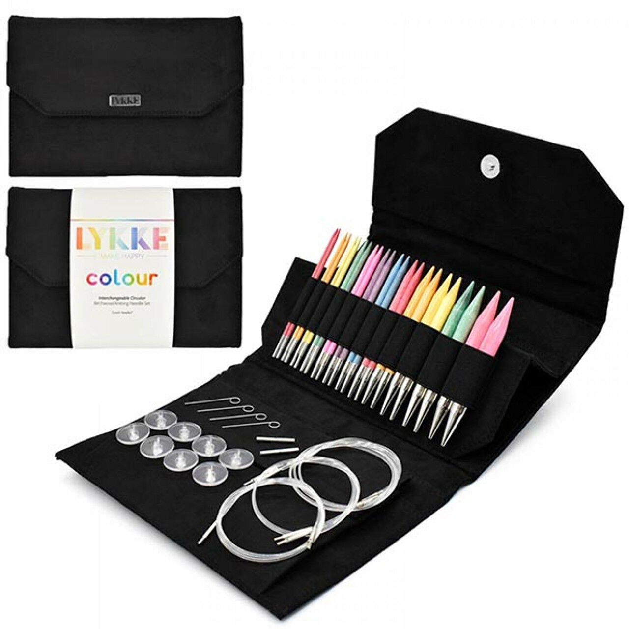 Lykke Colour Renkli 13 cm Uzun Şiş Seti Değiştirilebilir Misinalı Siyah Çantalı
