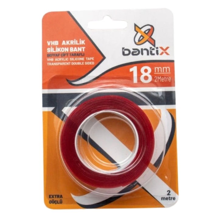 Çift Taraflı Şeffaf Silikon Bant 18MM*2 Metre