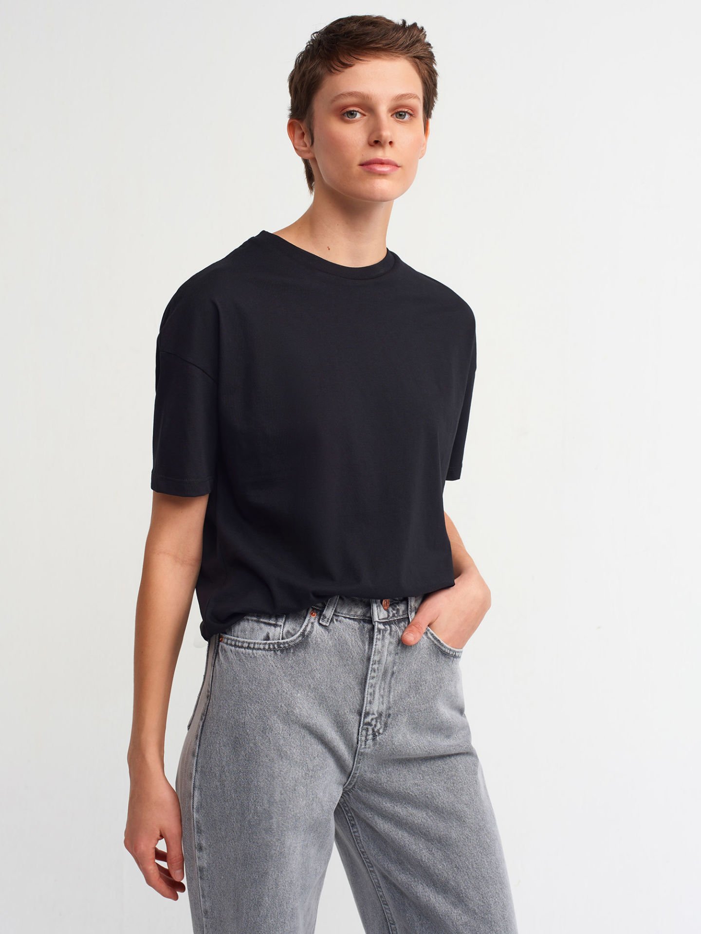Dilvin 3683 Basic T-Shirt-Siyah