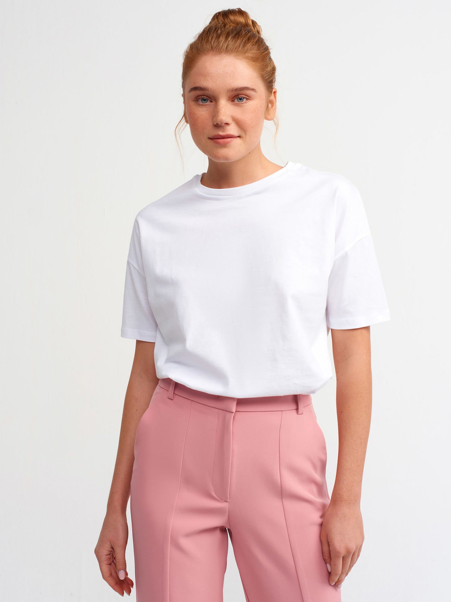 Dilvin 3683 Basic T-Shirt-Beyaz