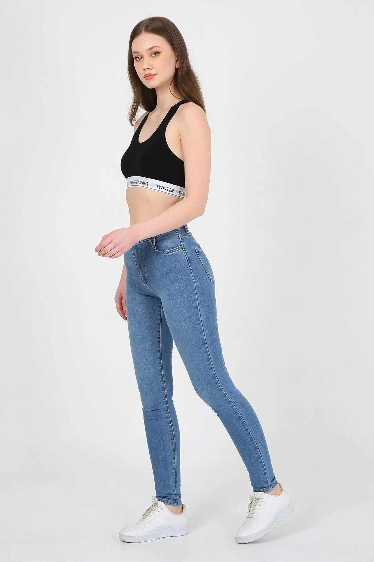 Twister Eva 9028-104 Blue Likralı Dar Paça Yüksek Bel Kadın Kot Pantolon