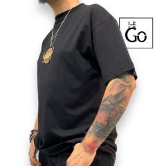 500X Baskılı Siyah Oversize T-Shirt