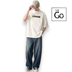 Loser Baskılı Erkek Oversize T-Shirt Beyaz