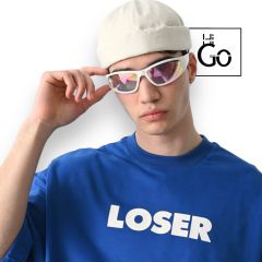Loser Baskılı Erkek Oversize T-Shirt Mavi