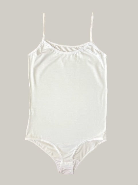 Manken Kadın İp Askılı Çıtçıtlı Body BEYAZ - XXL