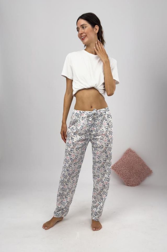 Betimoda Kadın Pijama Altı Kurdeleli Pembe Panda - XL