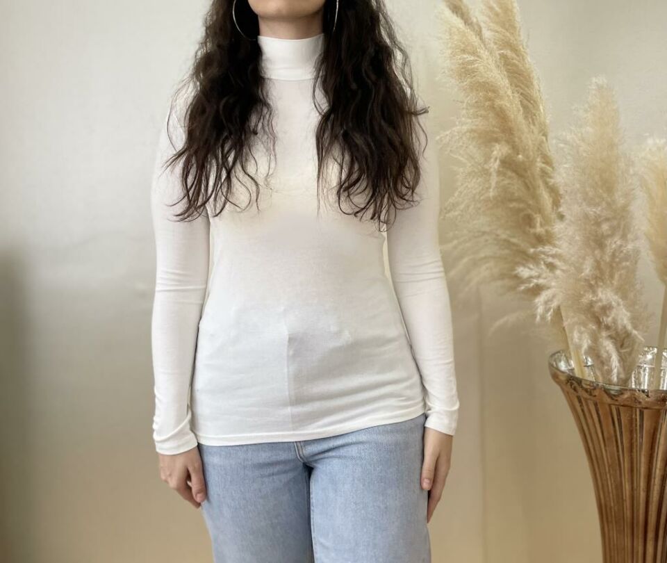 Kadın Uzun Kollu Yarım Balıkçı Yaka 1 Adet EKRU - L/XL