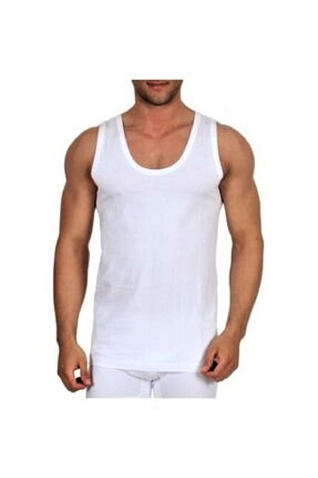 Erkek Beyaz Atlet %100 Pamuk 4 Adet BEYAZ - XL