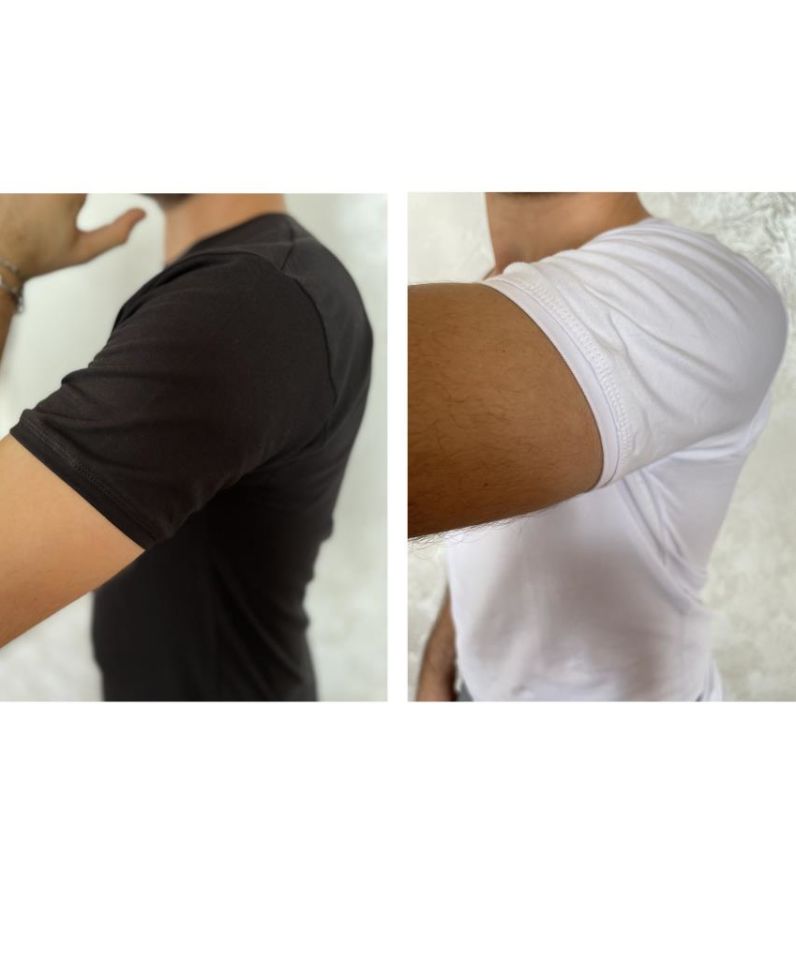 Erkek Elastan Bisiklet Yaka Kısa(Yarım) Kol 2 Adet T-Shirt Siyah Beyaz - XXL