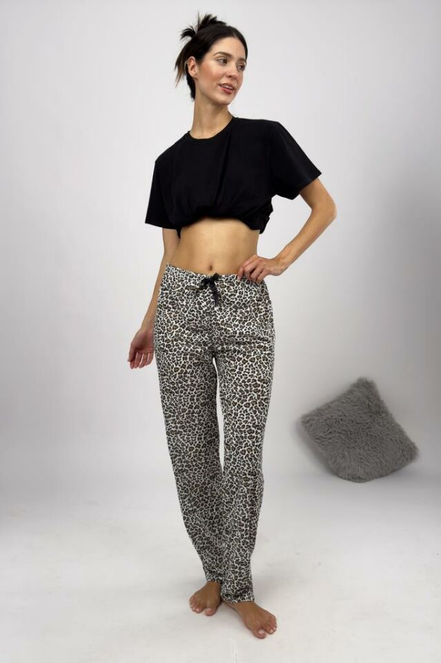 Betimoda Kadın Pijama Altı Kurdeleli Leopar - M