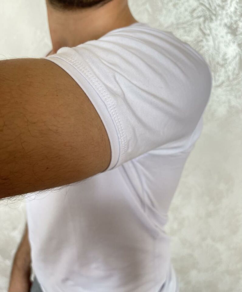 Erkek Elastan Bisiklet Yaka Kısa(Yarım) Kol 2 Adet T-Shirt BEYAZ - XXL