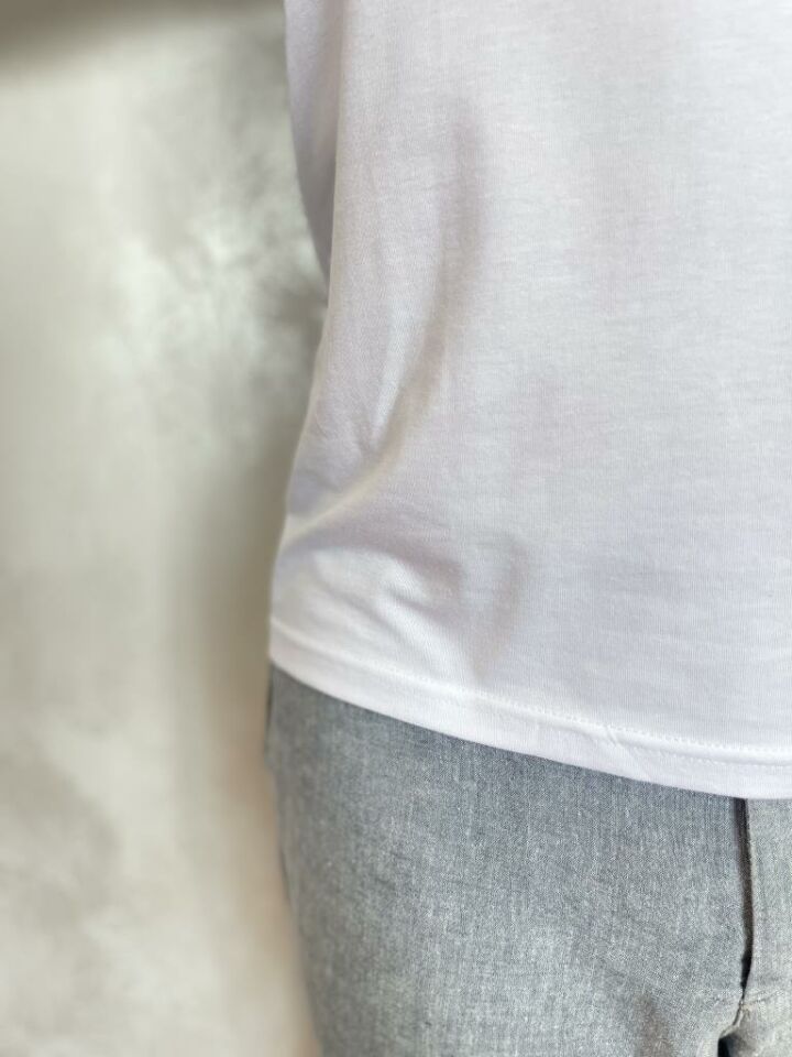 Erkek Elastan Bisiklet Yaka Kısa(Yarım) Kol 2 Adet T-Shirt BEYAZ - XXL