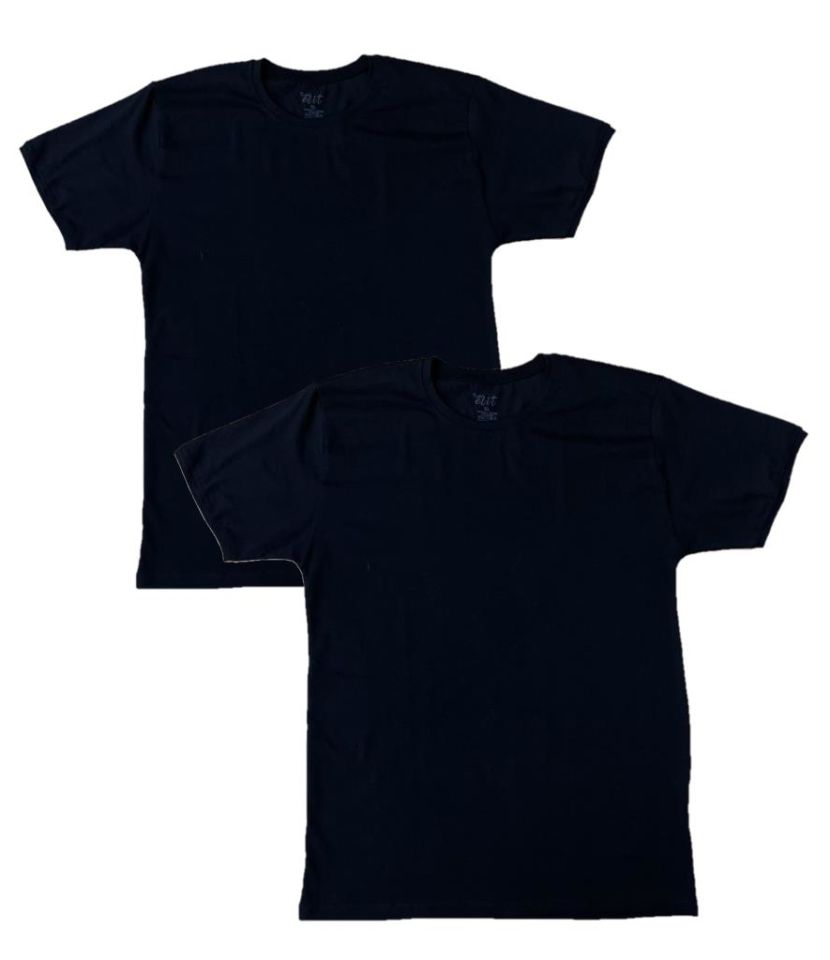 Erkek Elastan Bisiklet Yaka Kısa(Yarım) Kol 2 Adet T-Shirt SİYAH - L