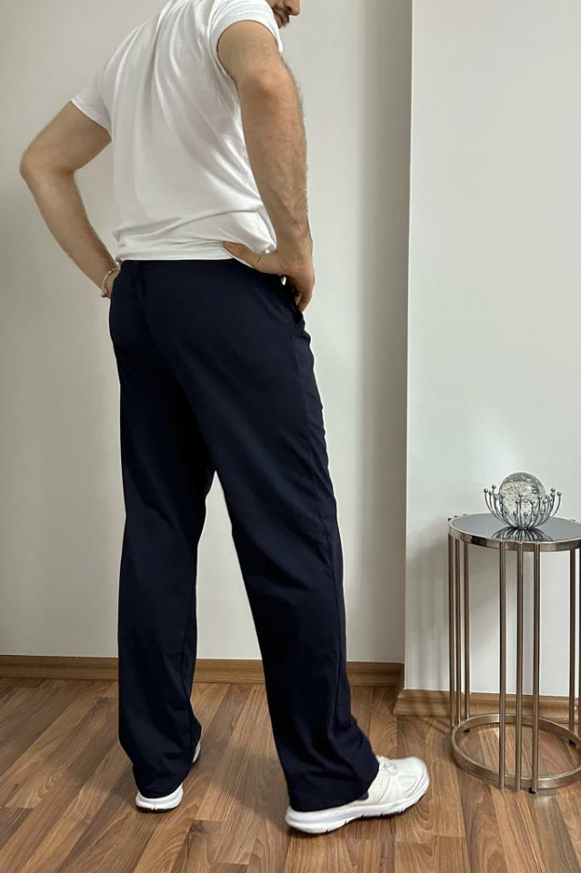 Erkek Pamuklu Cepli İpli Lastikli Bel Pijama Altı Eşofman LACİVERT - S