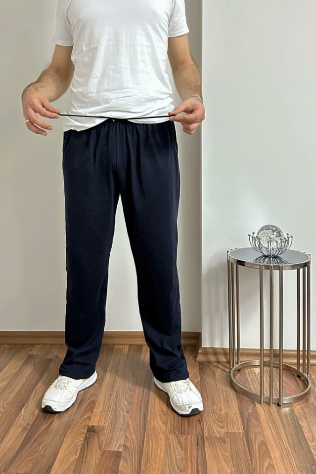 Erkek Pamuklu Cepli İpli Lastikli Bel Pijama Altı Eşofman LACİVERT - S