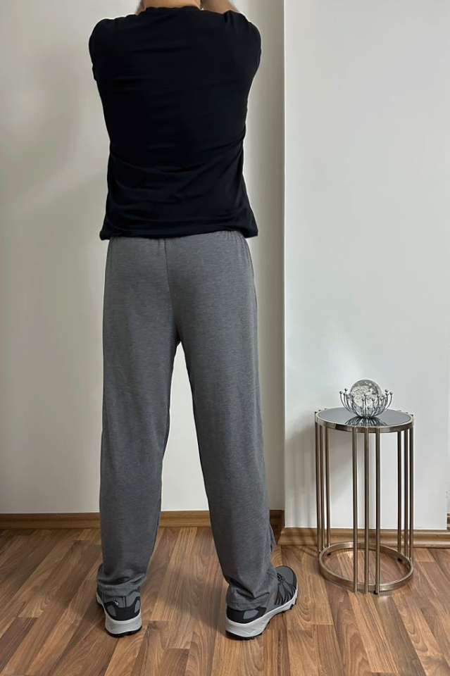 Erkek Pamuklu Cepli İpli Lastikli Bel Pijama Altı Eşofman Antrasit - S