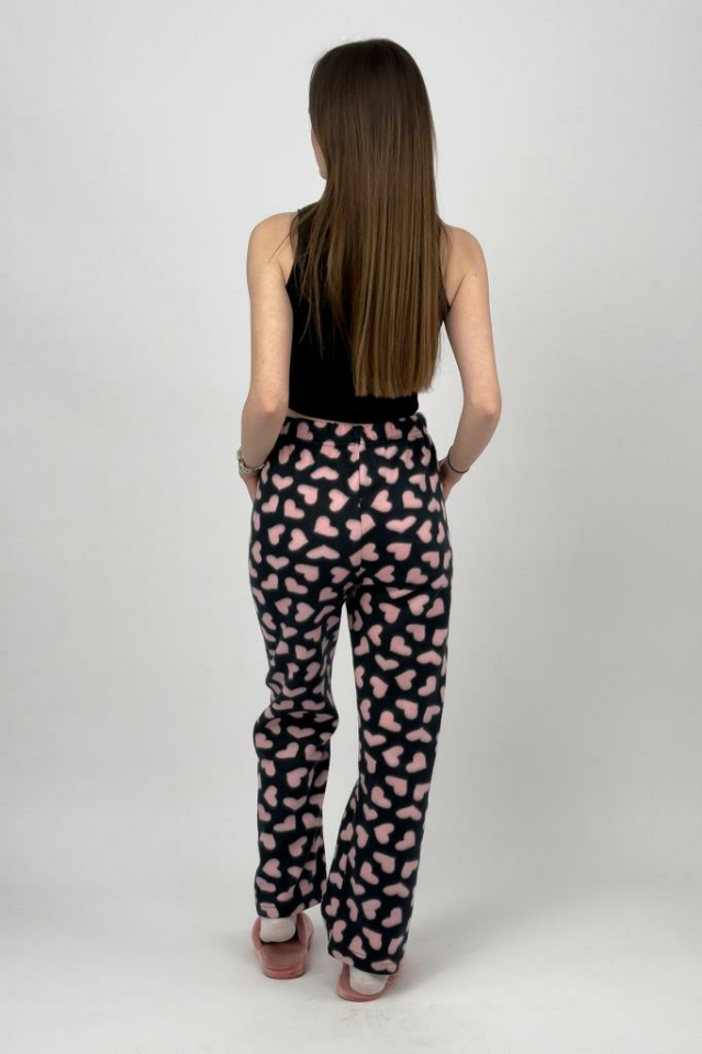 Kadın Polar Pijama Altı Kışlık Lastikli Bel Tek Alt SİYAH - S