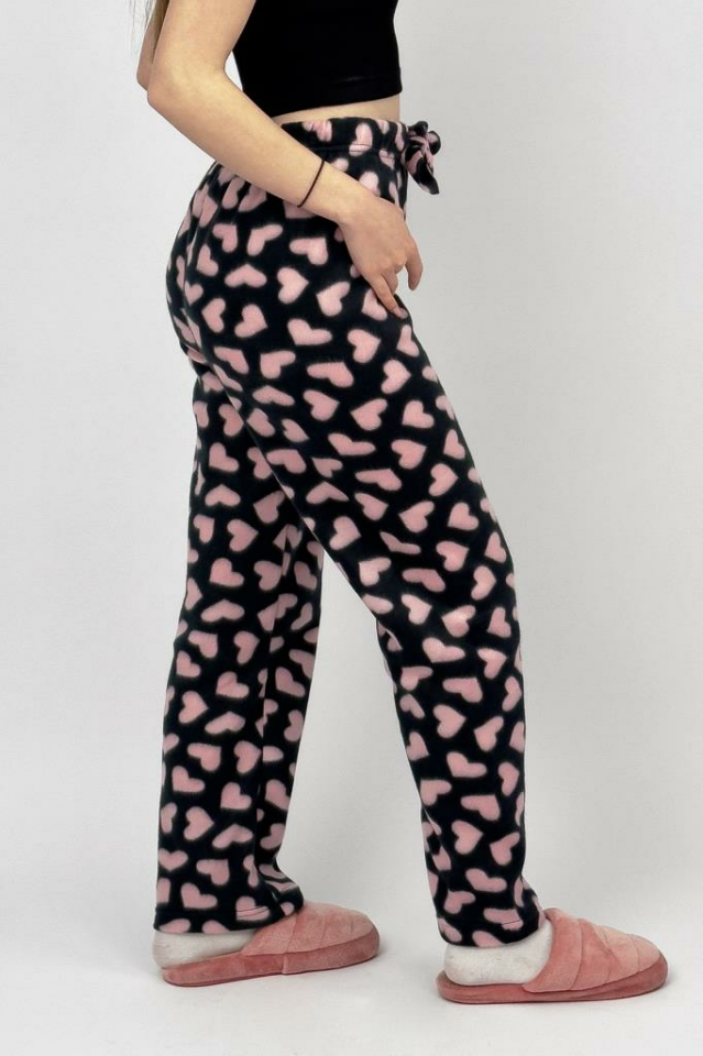 Kadın Polar Pijama Altı Kışlık Lastikli Bel Tek Alt SİYAH - S