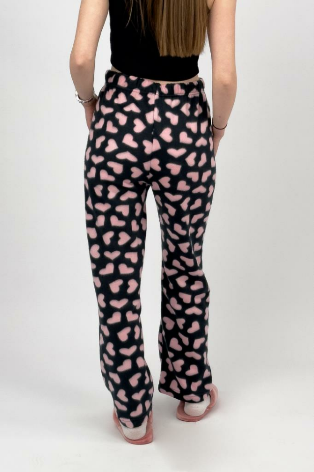 Kadın Polar Pijama Altı Kışlık Lastikli Bel Tek Alt SİYAH - S