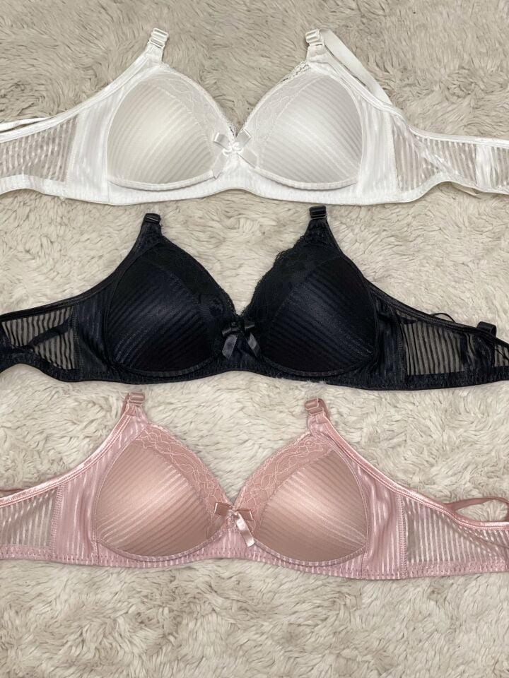 Telsiz Toparlayıcı Sütyen 3 Adet Siyah Pudra Ekru - 90