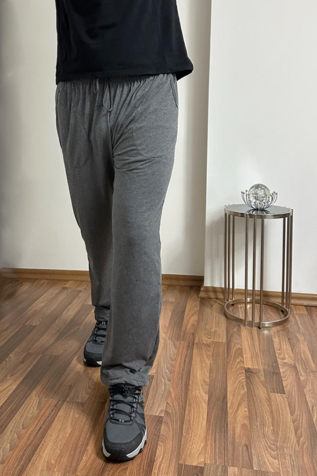 Erkek Pamuklu Cepli İpli Lastikli Bel Pijama Altı Eşofman Antrasit - 3XL