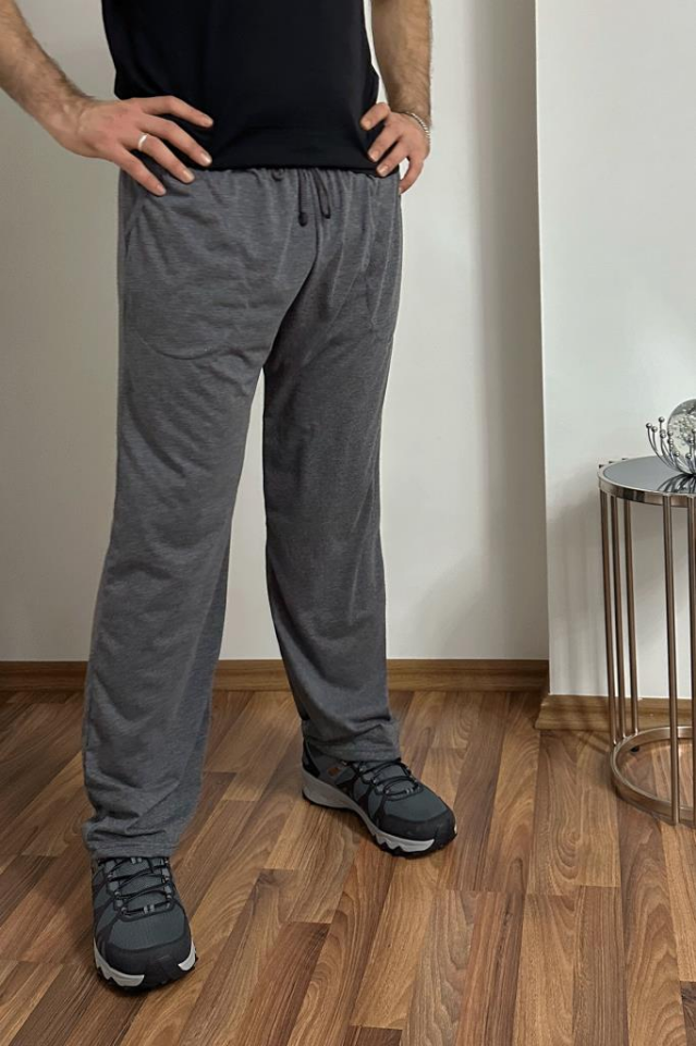 Erkek Pamuklu Cepli İpli Lastikli Bel Pijama Altı Eşofman Antrasit - 3XL