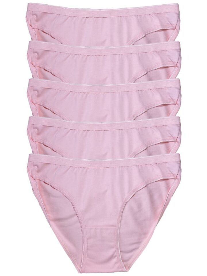 Kadın Penye Bikini Külot 5 Adet Toz Pembe - Tek Ebat