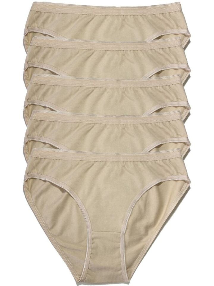 Kadın Penye Bikini Külot 5 Adet Krem - Tek Ebat