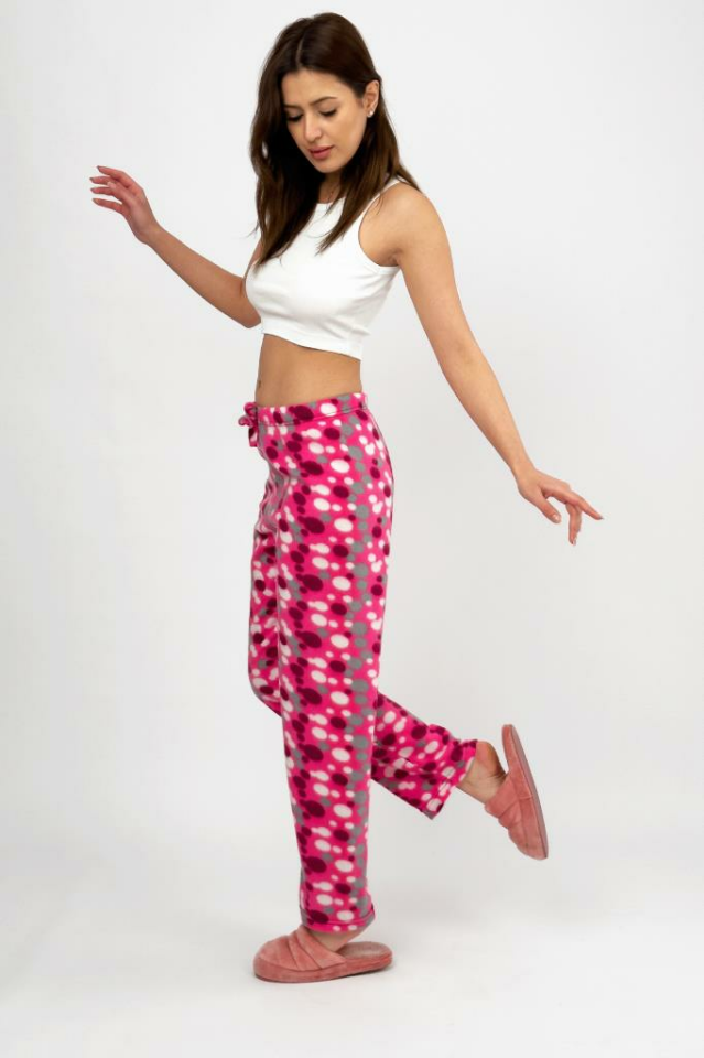 Kadın Polar Pijama Altı Kışlık Lastikli Bel Tek Alt Mürdüm Gri - L