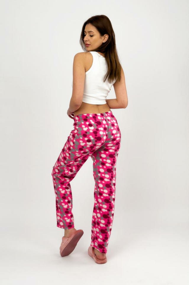 Kadın Polar Pijama Altı Kışlık Lastikli Bel Tek Alt Mürdüm Gri - L