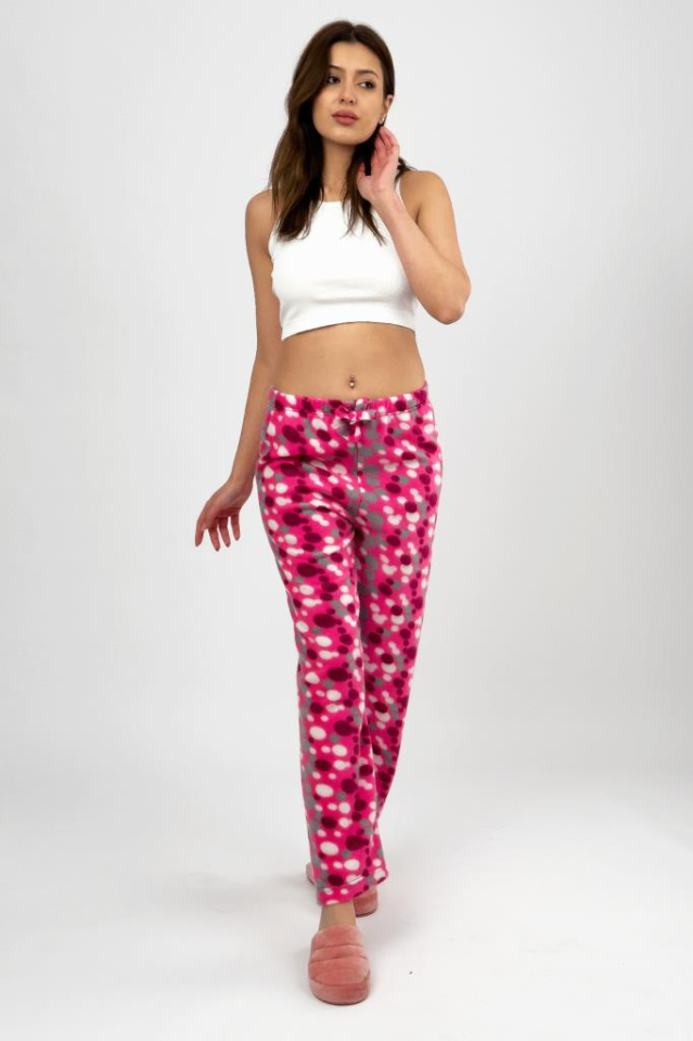 Kadın Polar Pijama Altı Kışlık Lastikli Bel Tek Alt Mürdüm Gri - 2XL