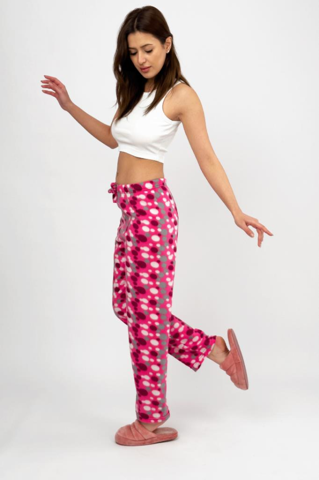 Kadın Polar Pijama Altı Kışlık Lastikli Bel Tek Alt Mürdüm Gri - 2XL