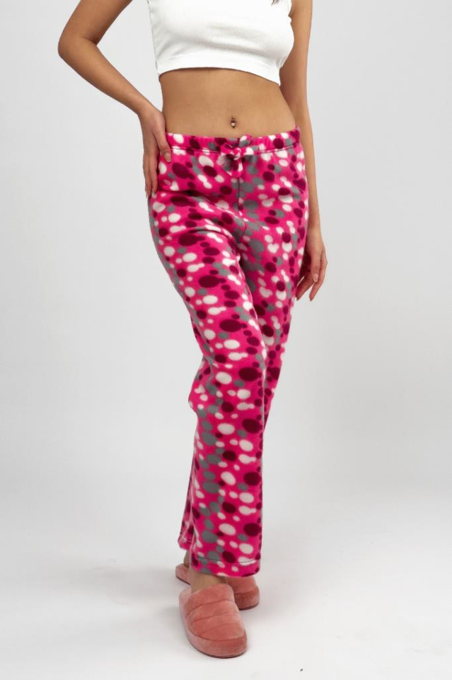 Kadın Polar Pijama Altı Kışlık Lastikli Bel Tek Alt Mürdüm Gri - 2XL