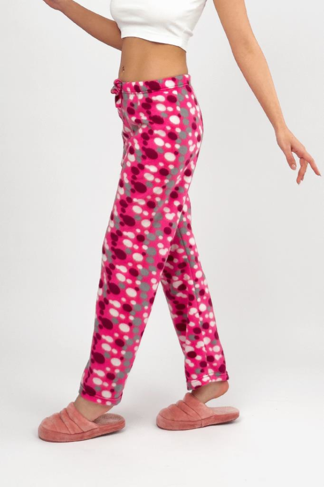 Kadın Polar Pijama Altı Kışlık Lastikli Bel Tek Alt Mürdüm Gri - 2XL