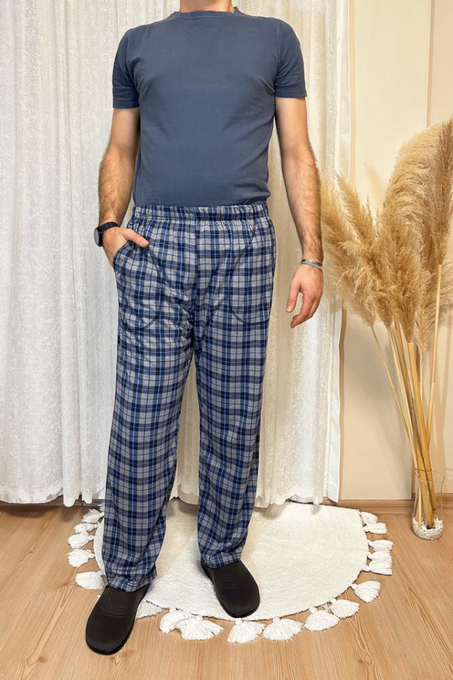Erkek Desenli Cepli Lastikli Bel Pijama Altı GRİ - S