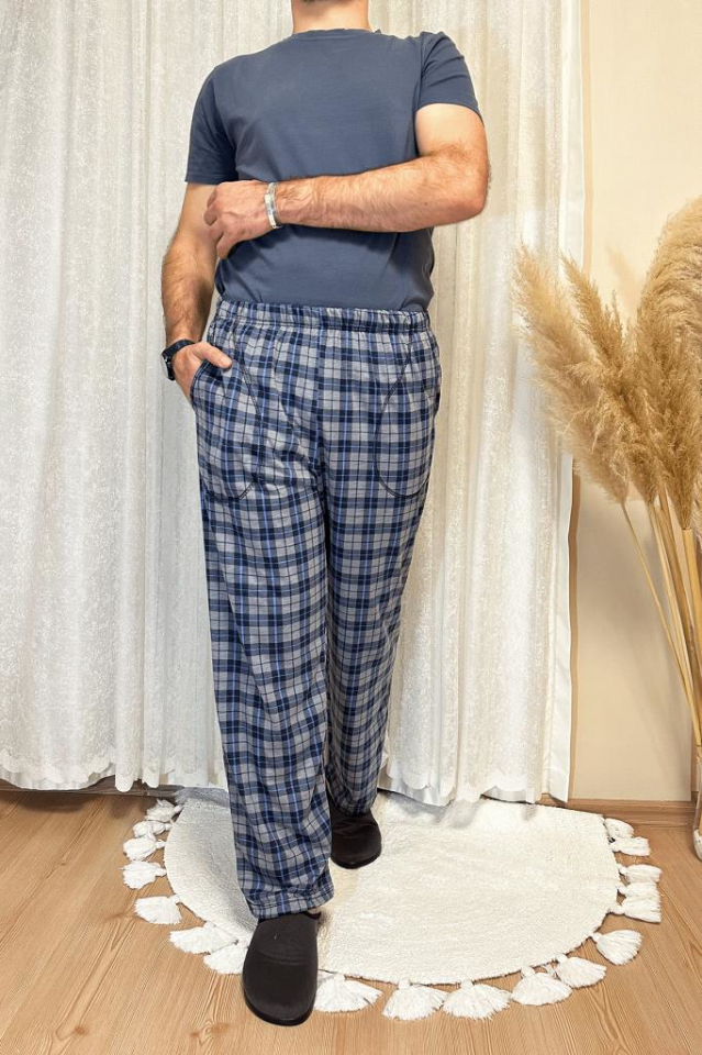 Erkek Desenli Cepli Lastikli Bel Pijama Altı GRİ - S