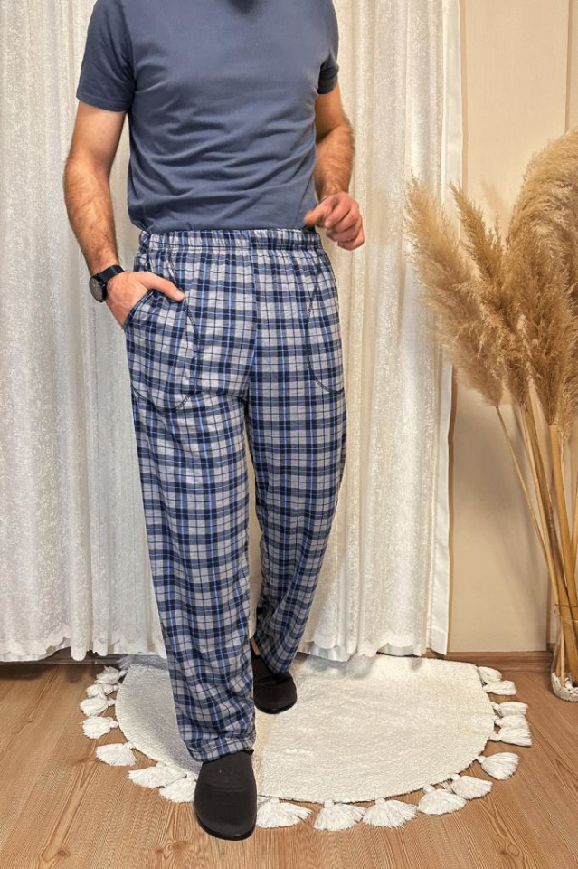 Erkek Desenli Cepli Lastikli Bel Pijama Altı GRİ - S