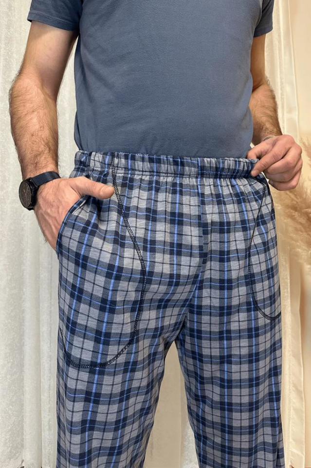 Erkek Desenli Cepli Lastikli Bel Pijama Altı GRİ - S