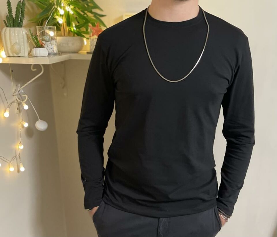 Betimoda Erkek Slim Fit Dar Kesim Bisiklet Yaka Uzun Kol Pamuklu Tişört SİYAH - 3XL
