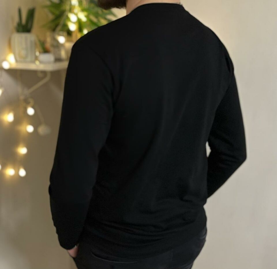 Betimoda Erkek Slim Fit Dar Kesim Bisiklet Yaka Uzun Kol Pamuklu Tişört SİYAH - 3XL