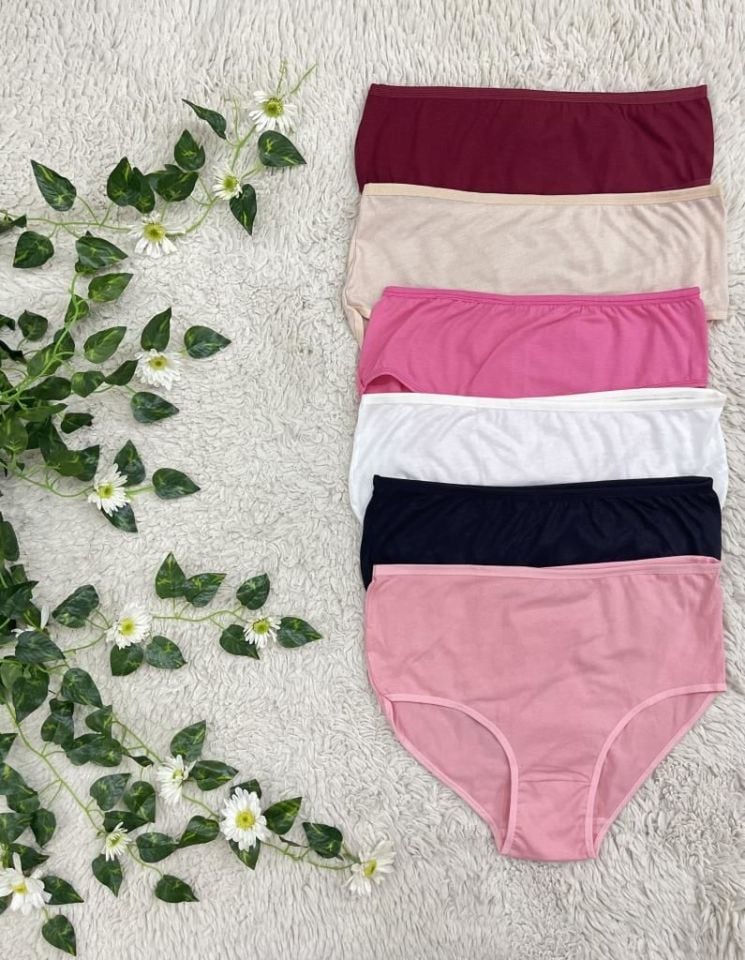 Betimoda Kadın Pamuklu Yüksek Bel Highwaist Slip Büyük Beden Külot 6 Adet Karışık Renk - 3XL