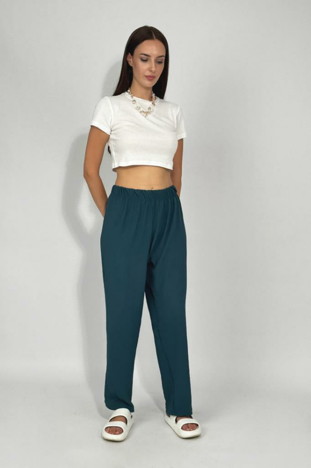 Kadın Beli Lastikli Ayrobin Eşofman Pantolon Petrol - XL