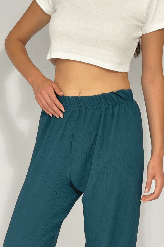 Kadın Beli Lastikli Ayrobin Eşofman Pantolon Petrol - XL