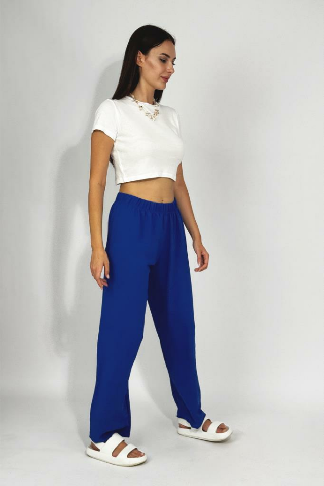 Kadın Beli Lastikli Ayrobin Eşofman Pantolon Saks Mavi - M
