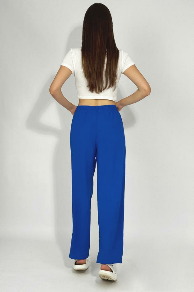 Kadın Beli Lastikli Ayrobin Eşofman Pantolon Saks Mavi - M